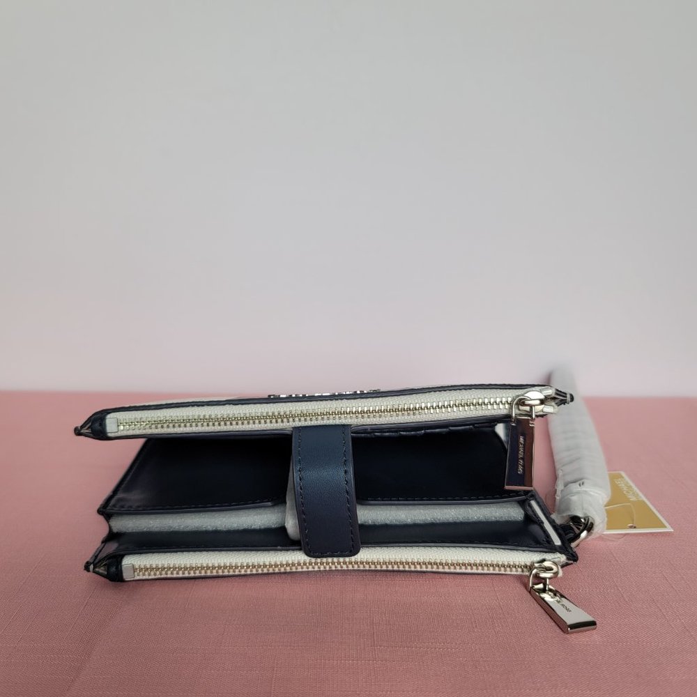 MICHAEL KORS Jet Set Double Zip Signature Phone Wristlet- Ocean Blue Multi 🎈⭐ - Picture 11 of 16